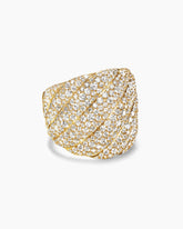 Sculpted Cable Ring in 18K Yellow Gold with Diamonds, 20mm